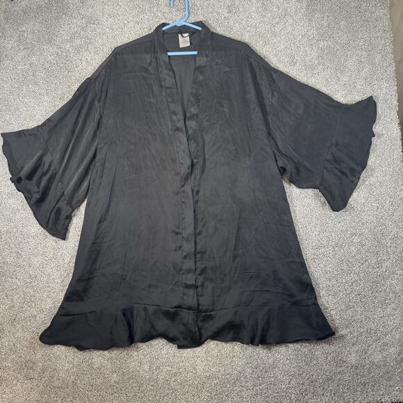 Satin Kimono Robe L/XL Ruffles Flutter Sleeve Open Front Dark Romantic Goth - Picture 1 of 10